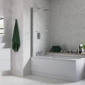 800x1500mm Single Straight Bath Screen w/Rail (6mm) - Chrome