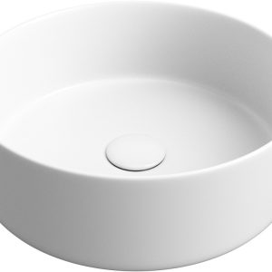 Frimley 355mm Ceramic Round Washbowl & Waste - Matt White