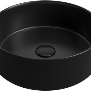 Frimley 355mm Ceramic Round Washbowl & Waste - Matt Black