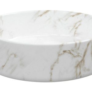 Frimley 355mm Ceramic Round Washbowl & Waste - Marble Effect