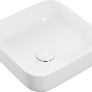 Frimley 400mm Ceramic Square Washbowl & Waste - Matt White