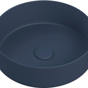 Frimley 355mm Ceramic Round Washbowl & Waste - Matt Deep Blue