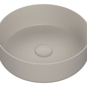 Frimley 355mm Ceramic Round Washbowl & Waste - Matt Latte