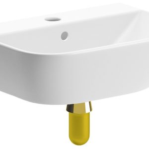 Owlsmoor 450x320mm 1TH Cloakroom Basin & Brushed Brass Bottle Trap
