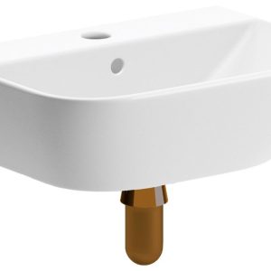 Owlsmoor 450x320mm 1TH Cloakroom Basin & Brushed Bronze Bottle Trap