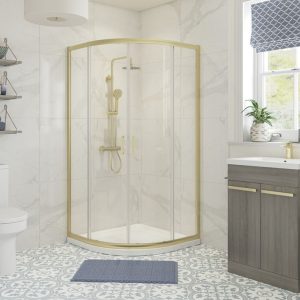 Midsomer 900mm 2 Door Quadrant - Brushed Brass