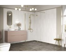 Beckington 1400mm Wetroom Panel & Support Bar - Brushed Brass