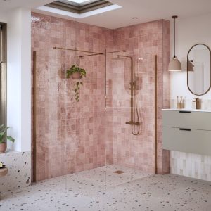 Beckington 900mm Wetroom Side Panel & Arm - Brushed Bronze
