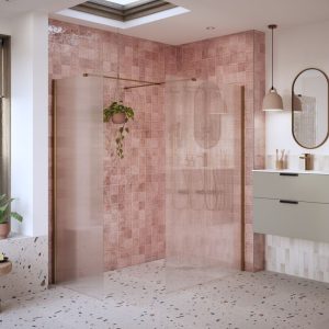 Beckington 900mm Fluted Wetroom Panel & Side Panel Arm - Brushed Bronze
