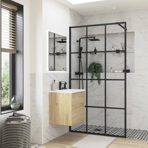 Beckington 800mm Framed Wetroom Panel - Black