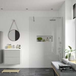 Beckington 1100mm Wetroom Panel & Support Bar - Chrome