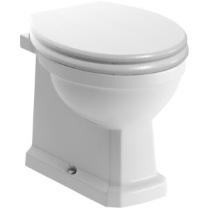 Aldershot Back To Wall WC & Satin White Wood Effect Seat